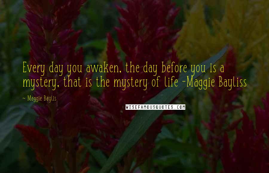 Maggie Baylis Quotes: Every day you awaken, the day before you is a mystery, that is the mystery of life -Maggie Bayliss