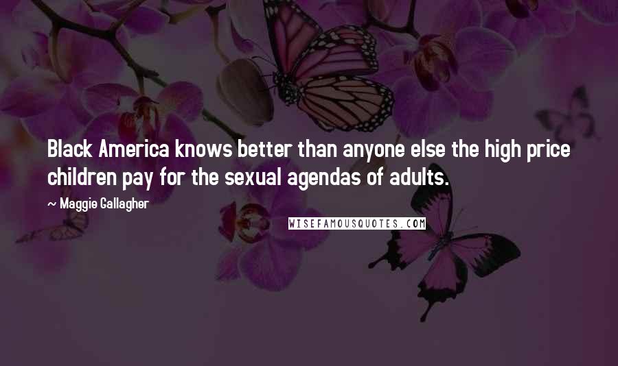 Maggie Gallagher Quotes: Black America knows better than anyone else the high price children pay for the sexual agendas of adults.