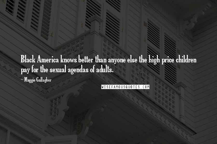 Maggie Gallagher Quotes: Black America knows better than anyone else the high price children pay for the sexual agendas of adults.