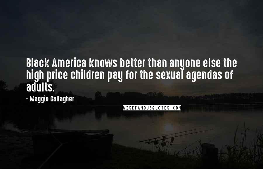 Maggie Gallagher Quotes: Black America knows better than anyone else the high price children pay for the sexual agendas of adults.