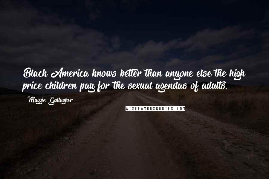 Maggie Gallagher Quotes: Black America knows better than anyone else the high price children pay for the sexual agendas of adults.