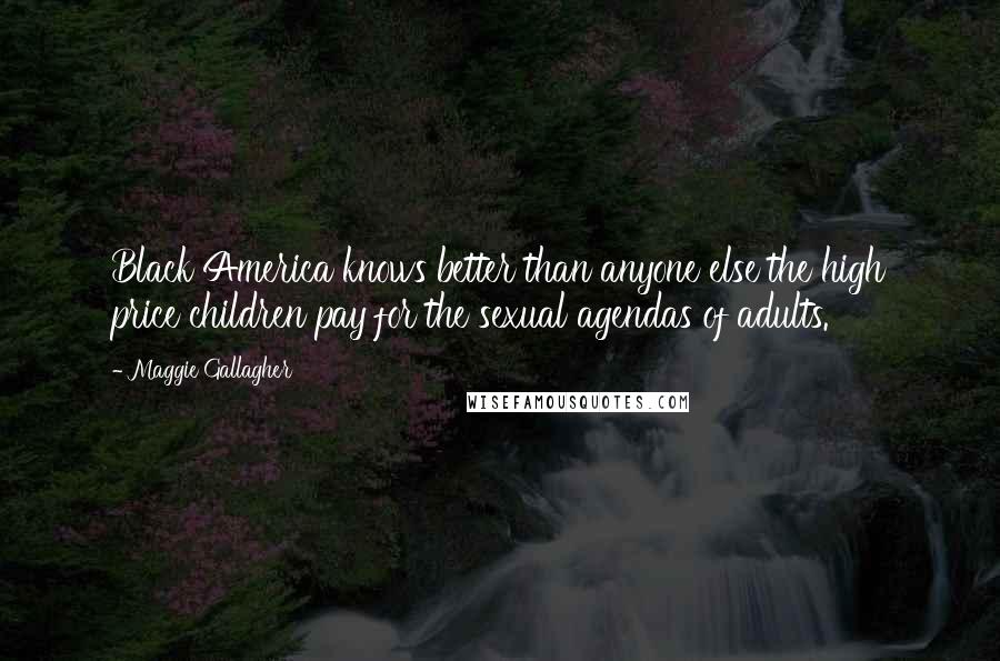 Maggie Gallagher Quotes: Black America knows better than anyone else the high price children pay for the sexual agendas of adults.