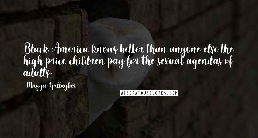 Maggie Gallagher Quotes: Black America knows better than anyone else the high price children pay for the sexual agendas of adults.