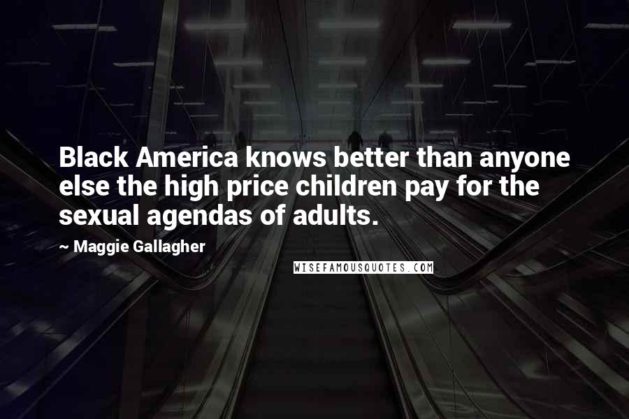 Maggie Gallagher Quotes: Black America knows better than anyone else the high price children pay for the sexual agendas of adults.