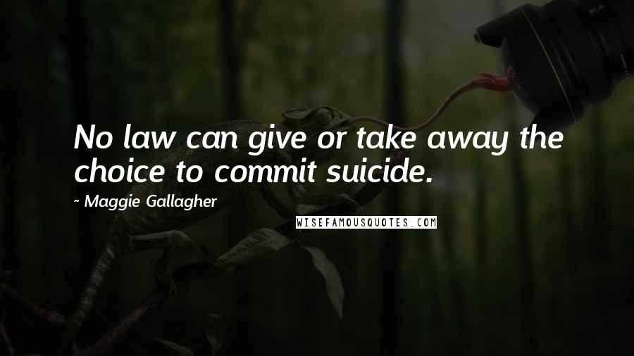 Maggie Gallagher Quotes: No law can give or take away the choice to commit suicide.