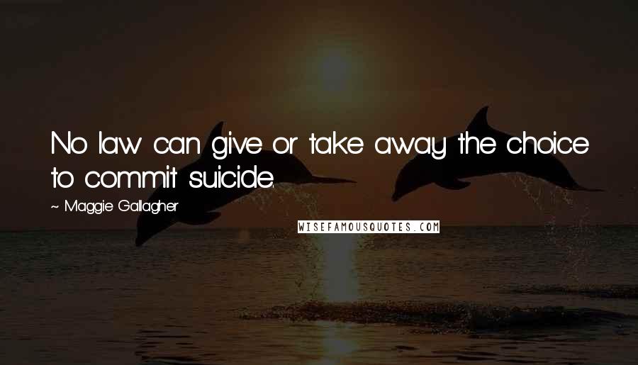 Maggie Gallagher Quotes: No law can give or take away the choice to commit suicide.