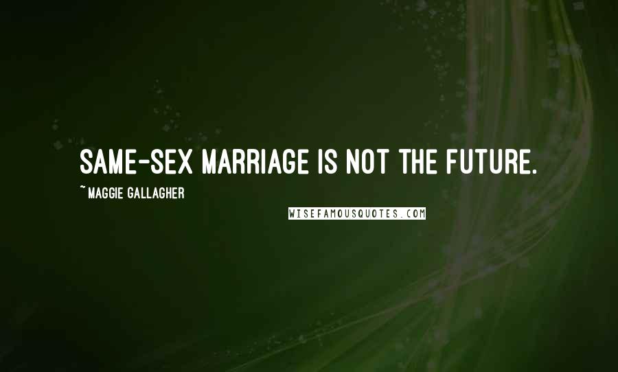 Maggie Gallagher Quotes: Same-sex marriage is not the future.