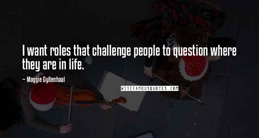 Maggie Gyllenhaal Quotes: I want roles that challenge people to question where they are in life.