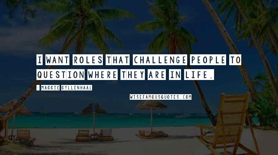 Maggie Gyllenhaal Quotes: I want roles that challenge people to question where they are in life.