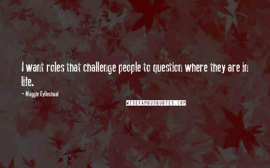 Maggie Gyllenhaal Quotes: I want roles that challenge people to question where they are in life.