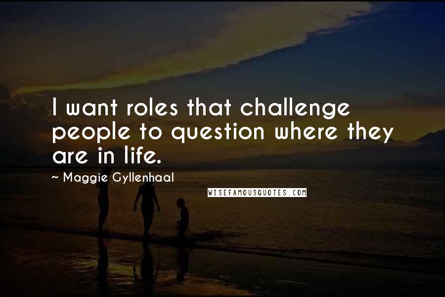 Maggie Gyllenhaal Quotes: I want roles that challenge people to question where they are in life.