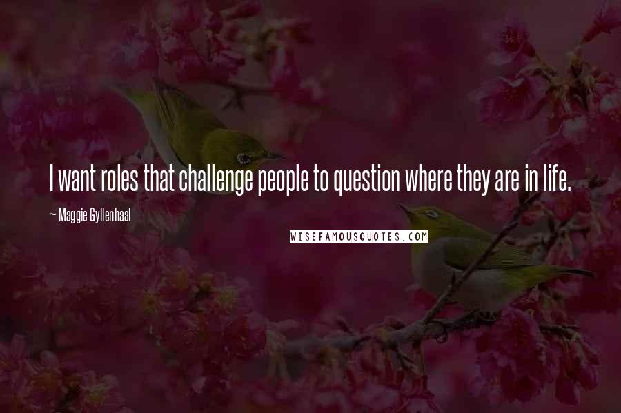 Maggie Gyllenhaal Quotes: I want roles that challenge people to question where they are in life.