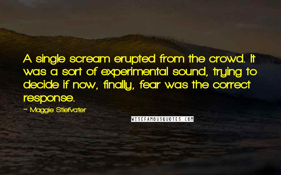 Maggie Stiefvater Quotes: A single scream erupted from the crowd. It was a sort of experimental sound, trying to decide if now, finally, fear was the correct response.