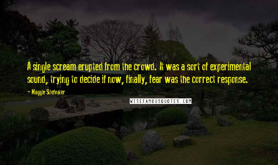 Maggie Stiefvater Quotes: A single scream erupted from the crowd. It was a sort of experimental sound, trying to decide if now, finally, fear was the correct response.