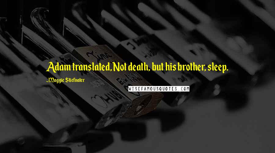 Maggie Stiefvater Quotes: Adam translated, Not death, but his brother, sleep.