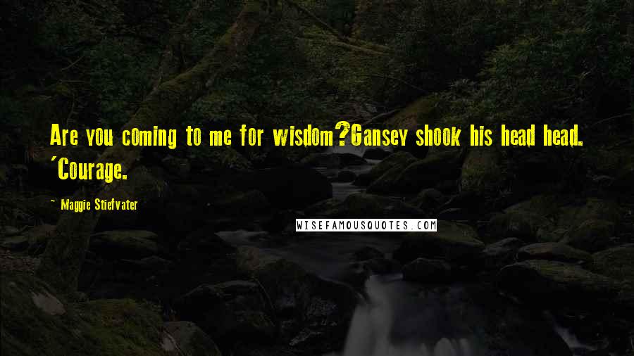 Maggie Stiefvater Quotes: Are you coming to me for wisdom?Gansey shook his head head. 'Courage.