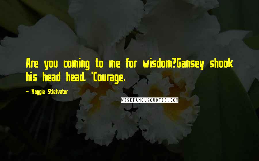 Maggie Stiefvater Quotes: Are you coming to me for wisdom?Gansey shook his head head. 'Courage.