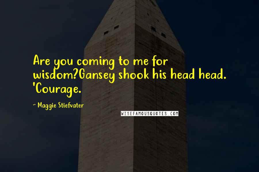 Maggie Stiefvater Quotes: Are you coming to me for wisdom?Gansey shook his head head. 'Courage.