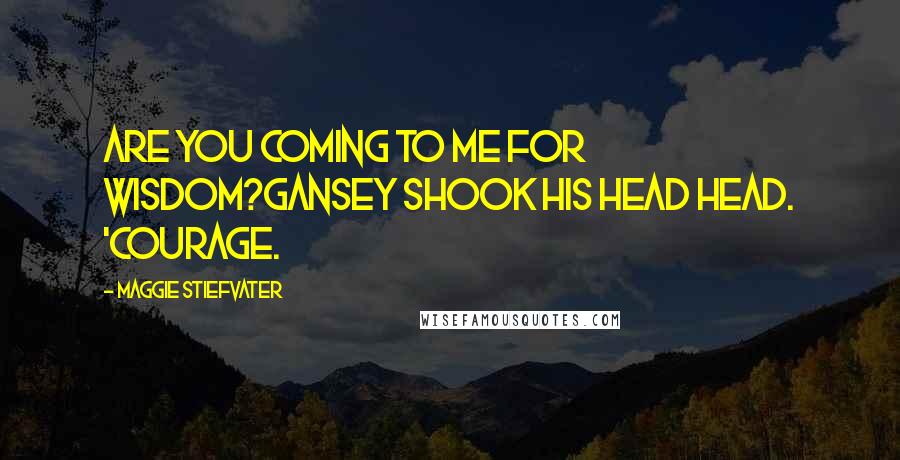 Maggie Stiefvater Quotes: Are you coming to me for wisdom?Gansey shook his head head. 'Courage.