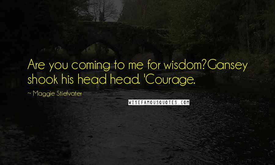 Maggie Stiefvater Quotes: Are you coming to me for wisdom?Gansey shook his head head. 'Courage.