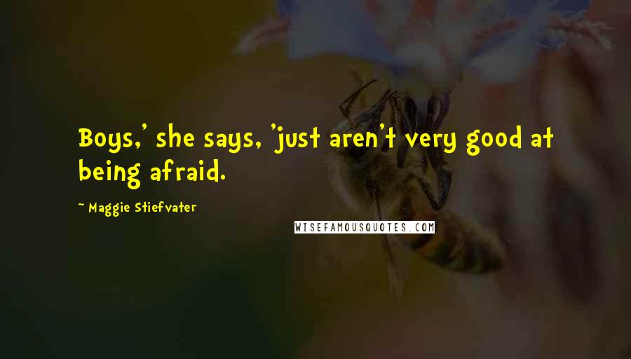 Maggie Stiefvater Quotes: Boys,' she says, 'just aren't very good at being afraid.