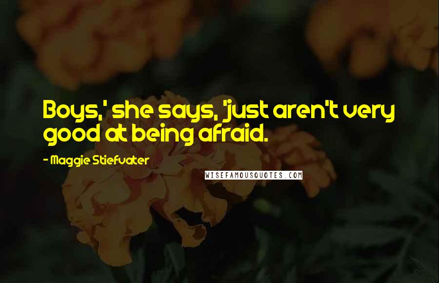 Maggie Stiefvater Quotes: Boys,' she says, 'just aren't very good at being afraid.