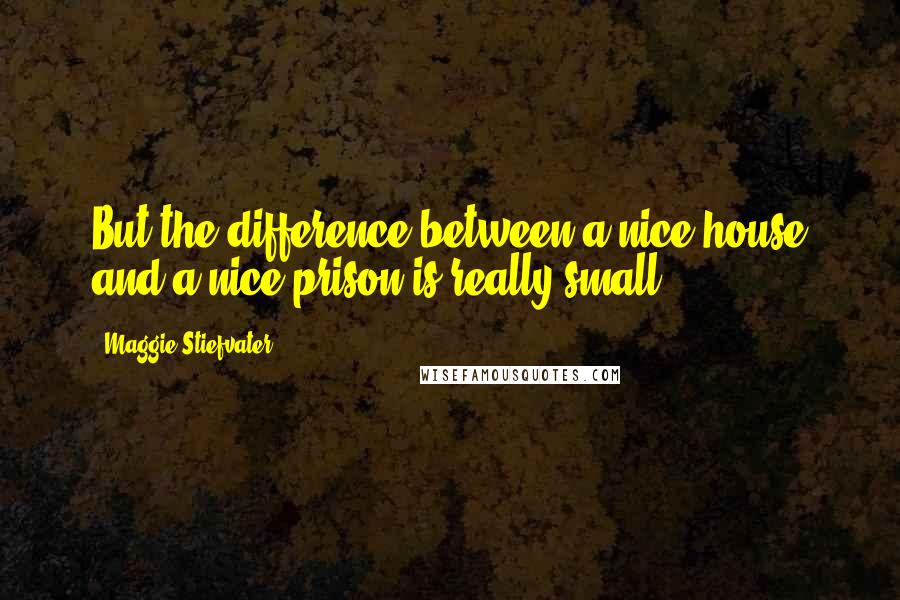 Maggie Stiefvater Quotes: But the difference between a nice house and a nice prison is really small.