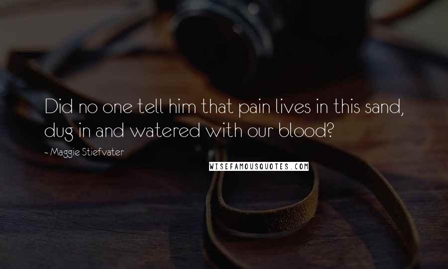 Maggie Stiefvater Quotes: Did no one tell him that pain lives in this sand, dug in and watered with our blood?