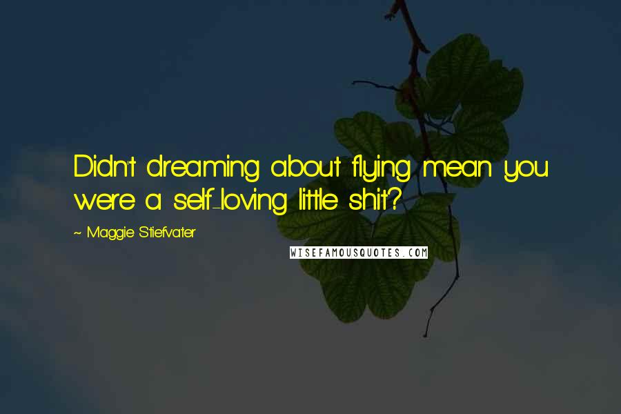 Maggie Stiefvater Quotes: Didn't dreaming about flying mean you were a self-loving little shit?