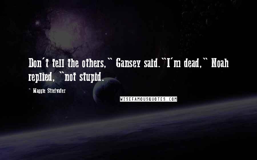 Maggie Stiefvater Quotes: Don't tell the others," Gansey said."I'm dead," Noah replied, "not stupid.