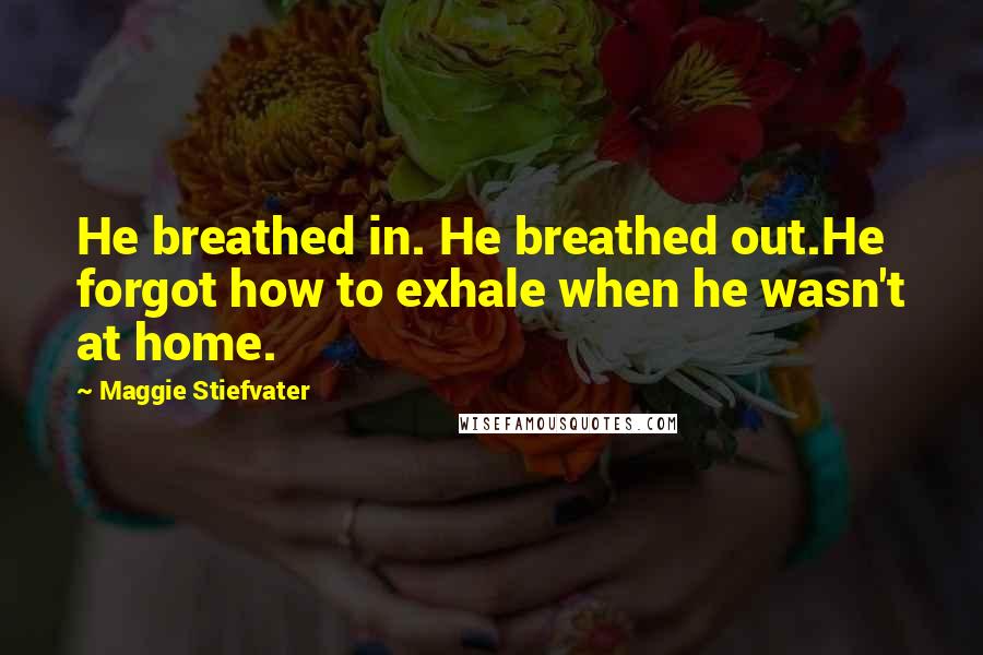 Maggie Stiefvater Quotes: He breathed in. He breathed out.He forgot how to exhale when he wasn't at home.