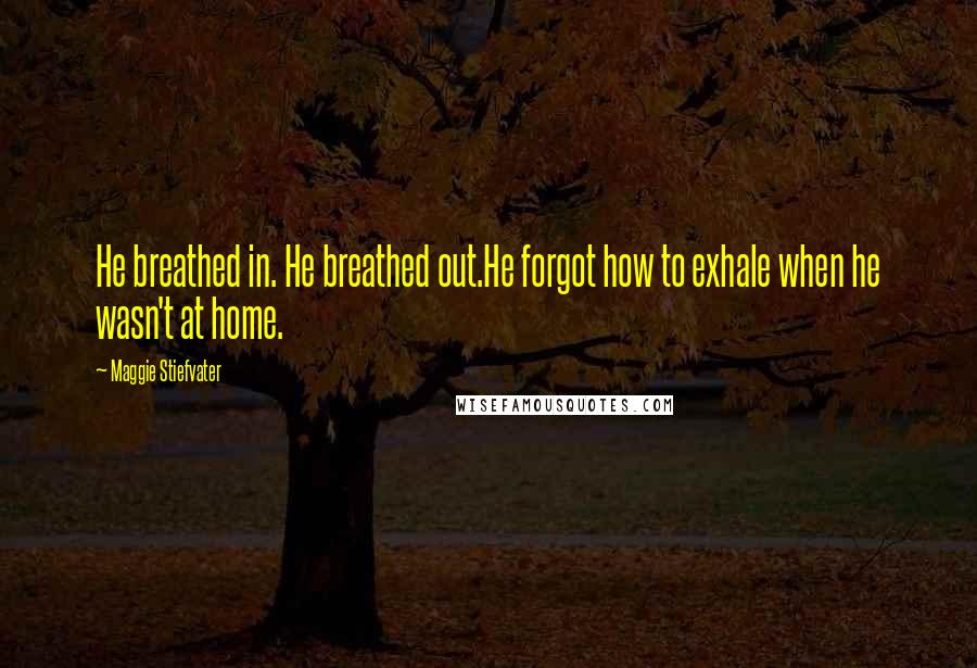 Maggie Stiefvater Quotes: He breathed in. He breathed out.He forgot how to exhale when he wasn't at home.