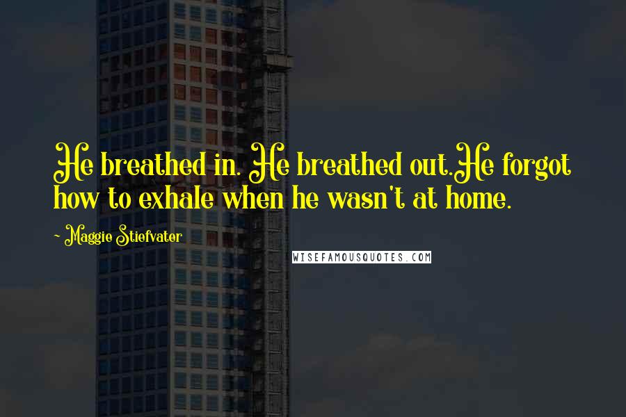 Maggie Stiefvater Quotes: He breathed in. He breathed out.He forgot how to exhale when he wasn't at home.