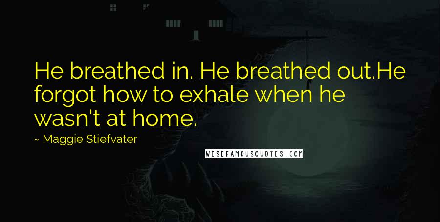 Maggie Stiefvater Quotes: He breathed in. He breathed out.He forgot how to exhale when he wasn't at home.