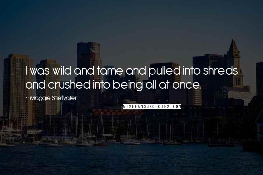 Maggie Stiefvater Quotes: I was wild and tame and pulled into shreds and crushed into being all at once.