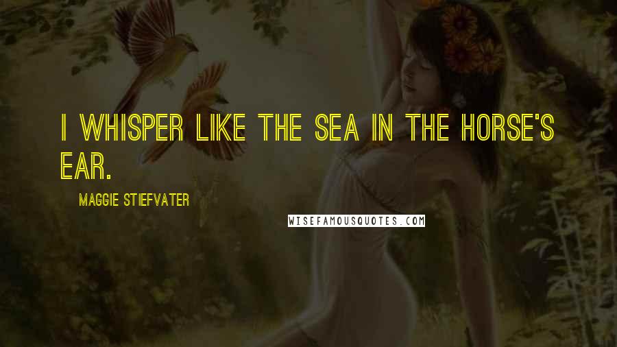 Maggie Stiefvater Quotes: I whisper like the sea in the horse's ear.