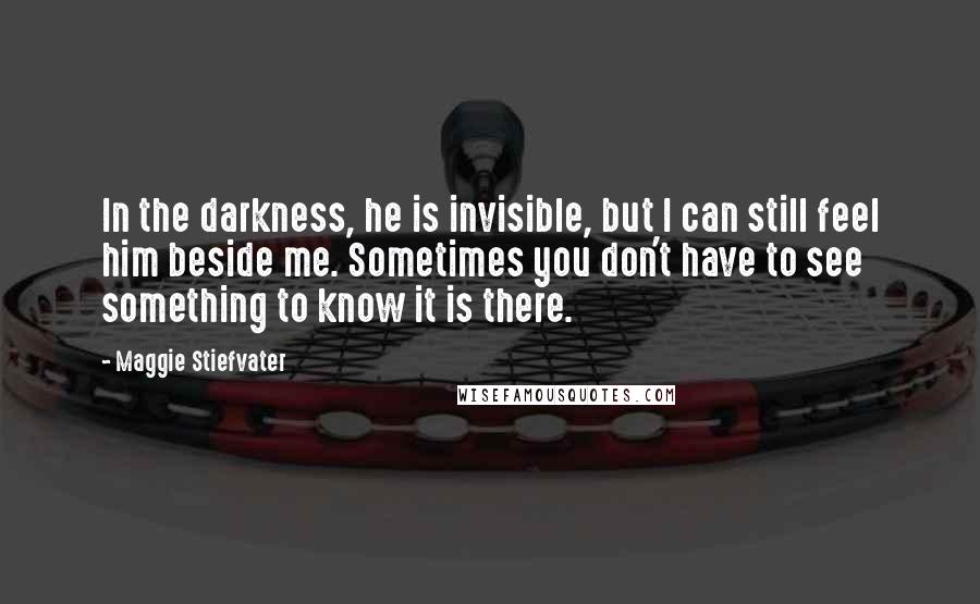 Maggie Stiefvater Quotes: In the darkness, he is invisible, but I can still feel him beside me. Sometimes you don't have to see something to know it is there.