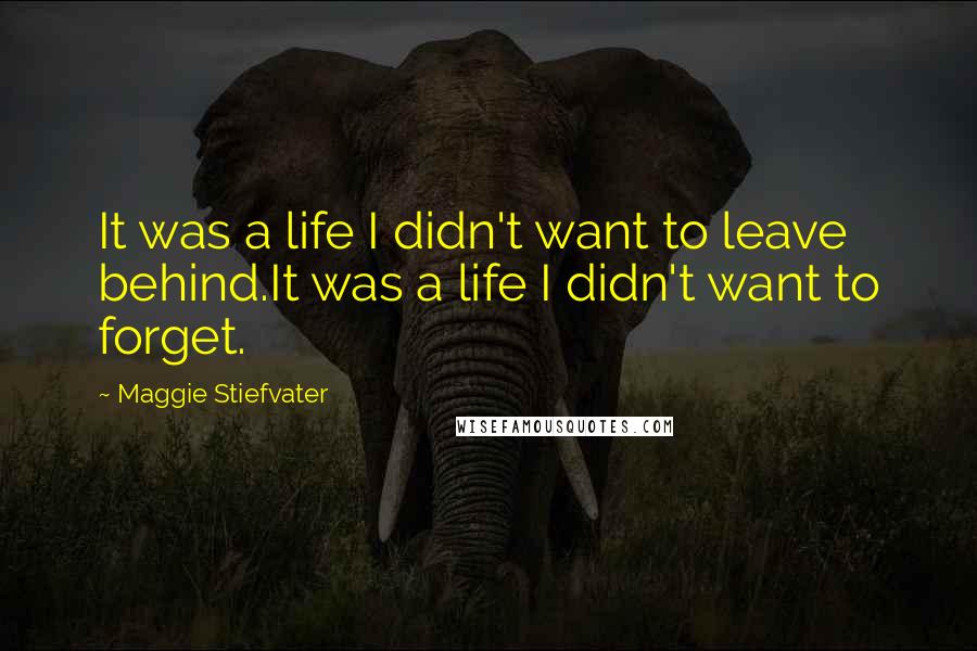 Maggie Stiefvater Quotes: It was a life I didn't want to leave behind.It was a life I didn't want to forget.