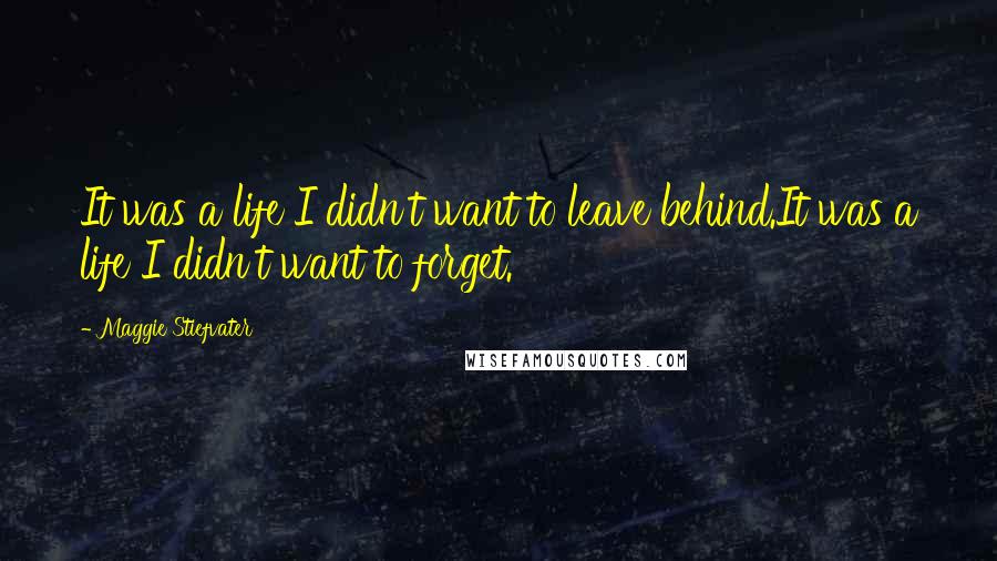 Maggie Stiefvater Quotes: It was a life I didn't want to leave behind.It was a life I didn't want to forget.