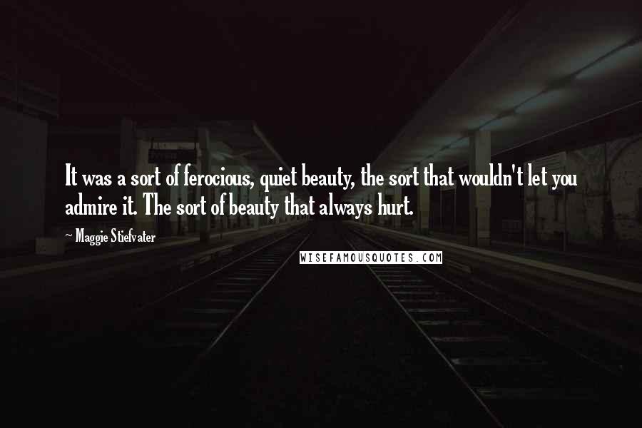 Maggie Stiefvater Quotes: It was a sort of ferocious, quiet beauty, the sort that wouldn't let you admire it. The sort of beauty that always hurt.