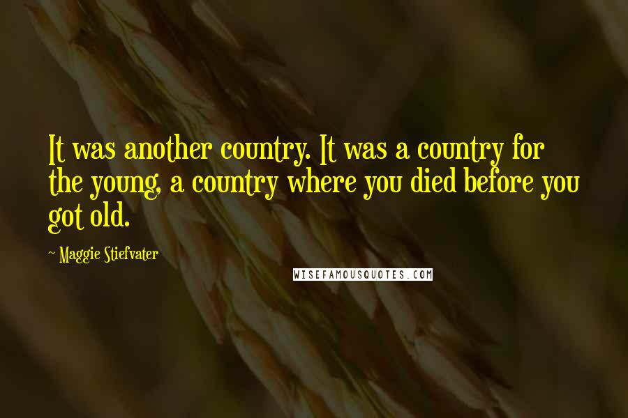 Maggie Stiefvater Quotes: It was another country. It was a country for the young, a country where you died before you got old.