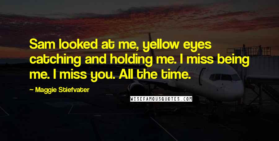 Maggie Stiefvater Quotes: Sam looked at me, yellow eyes catching and holding me. I miss being me. I miss you. All the time.