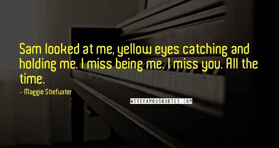 Maggie Stiefvater Quotes: Sam looked at me, yellow eyes catching and holding me. I miss being me. I miss you. All the time.