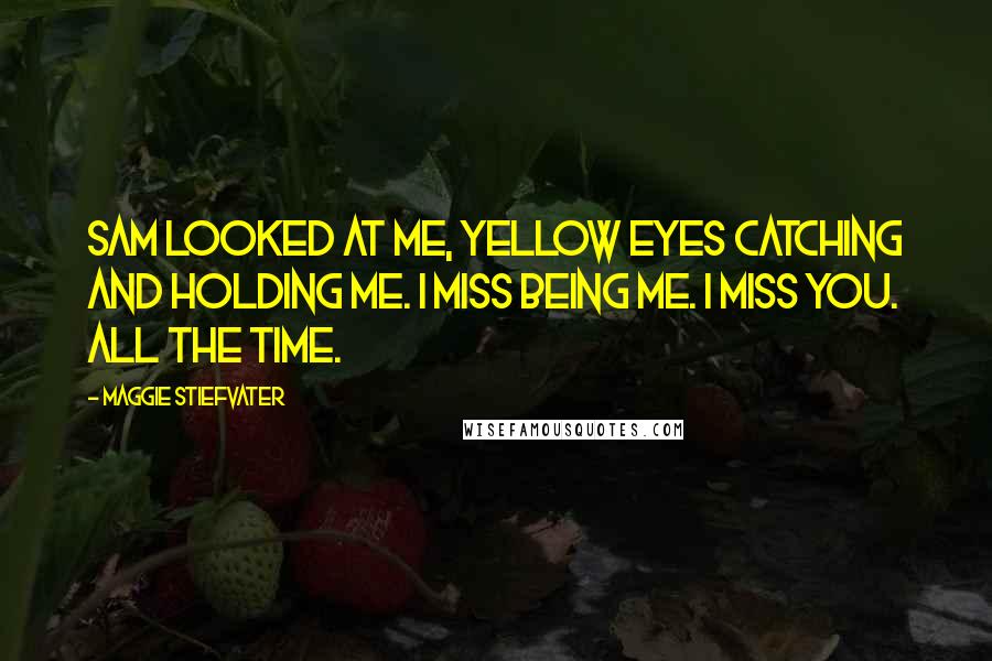 Maggie Stiefvater Quotes: Sam looked at me, yellow eyes catching and holding me. I miss being me. I miss you. All the time.