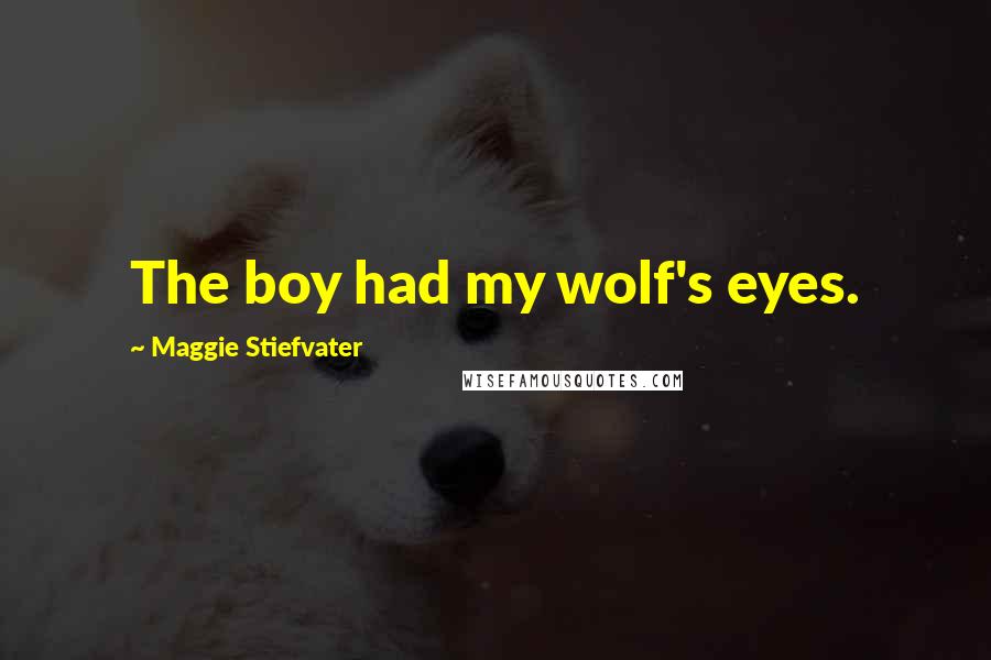 Maggie Stiefvater Quotes: The boy had my wolf's eyes.