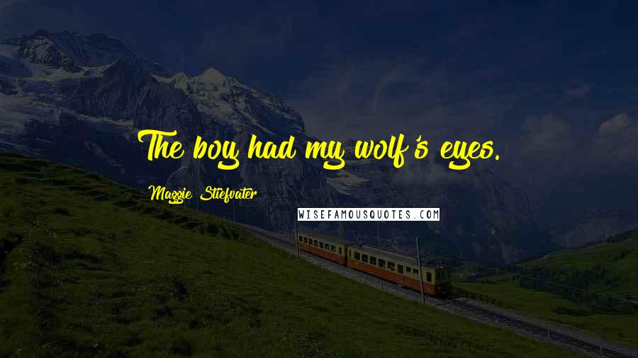 Maggie Stiefvater Quotes: The boy had my wolf's eyes.