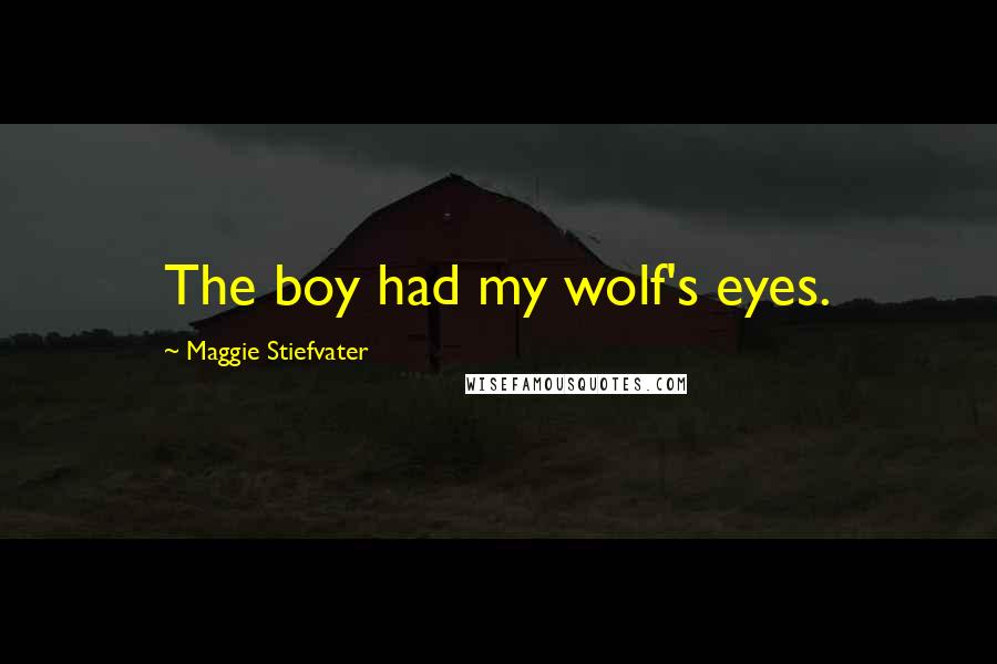 Maggie Stiefvater Quotes: The boy had my wolf's eyes.