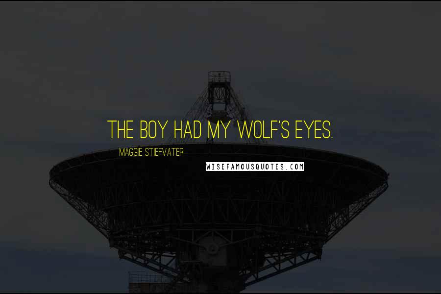 Maggie Stiefvater Quotes: The boy had my wolf's eyes.