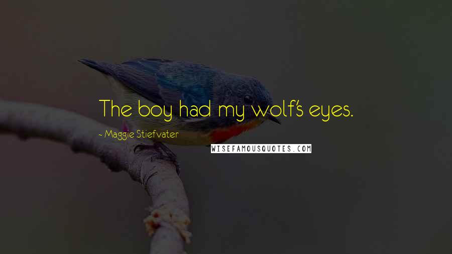 Maggie Stiefvater Quotes: The boy had my wolf's eyes.