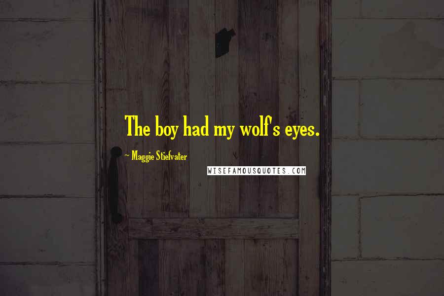 Maggie Stiefvater Quotes: The boy had my wolf's eyes.